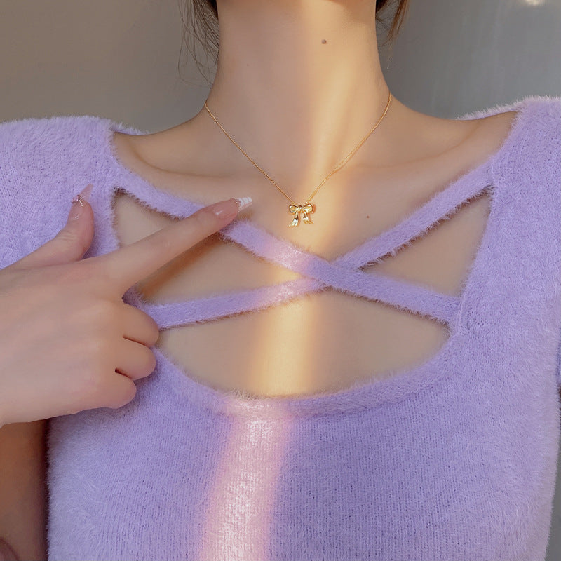 Wholesale Luxury Niche Joker Bow Necklace